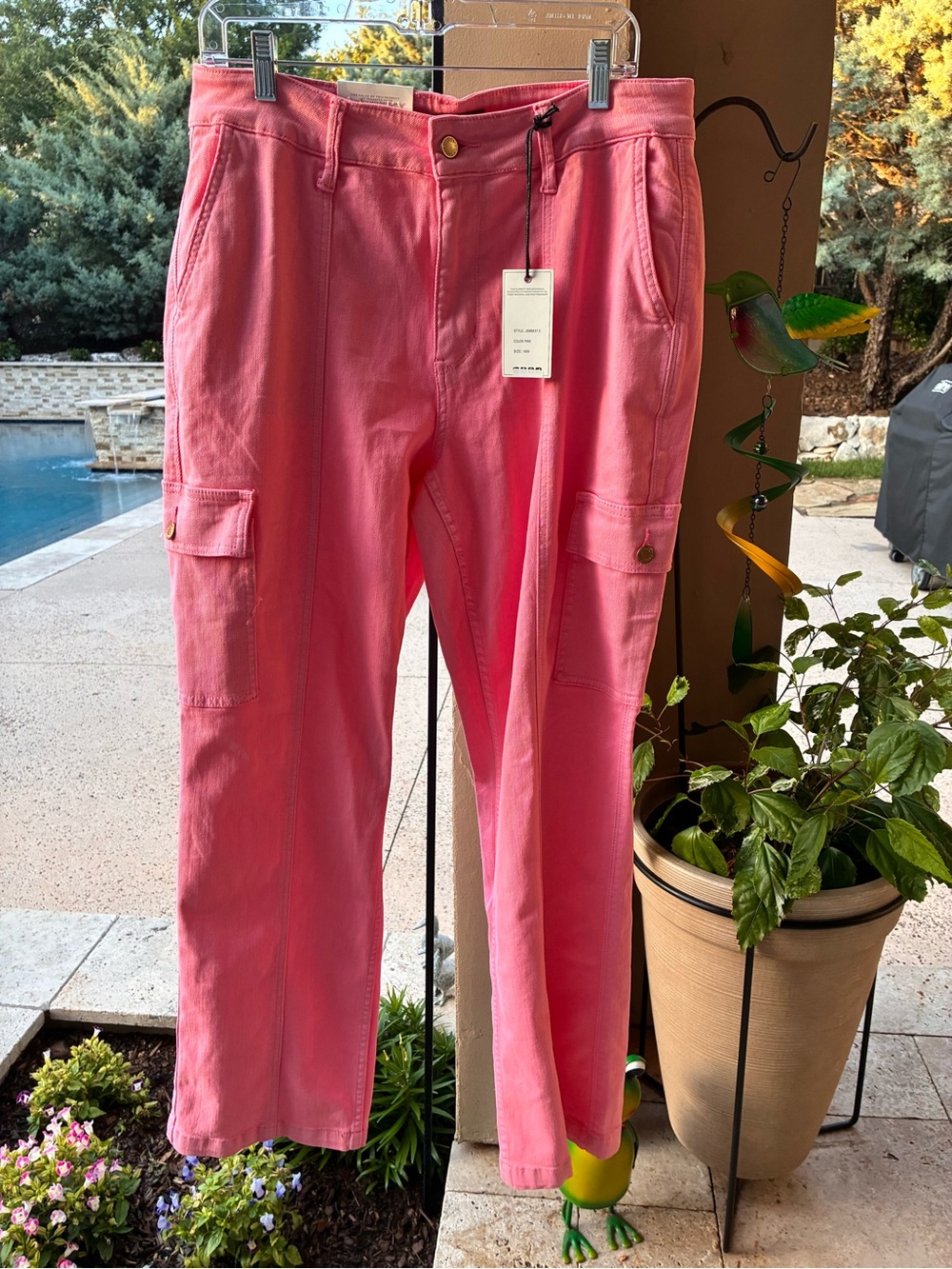 Judy Blue Hot Pink Denim Jeans with Gold-Tone Button